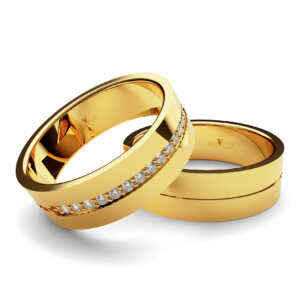 Par de Alianças em ouro modelo Manacá 15 Pedras AL068
