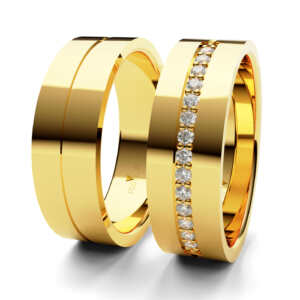 Par de Alianças em ouro modelo Manacá 15 Pedras AL068