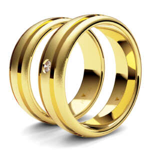 Par de Alianças em ouro modelo Narciso dois frisos AL037