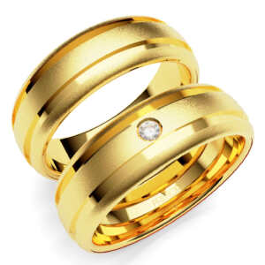 Par de Alianças em ouro modelo Narciso dois frisos AL037