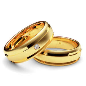 Par de Alianças em ouro modelo Narciso dois frisos AL037