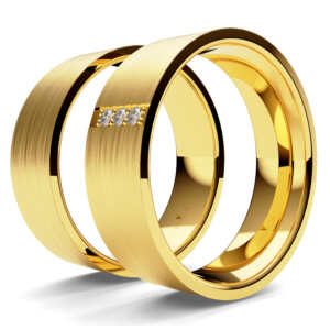 Par de Alianças em ouro modelo Onze Horas diamantes AL072