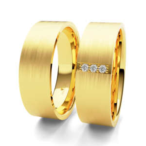 Par de Alianças em ouro modelo Onze Horas diamantes AL072