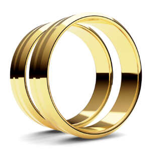 Par de Alianças em ouro modelo Papoila chanfrada AL024