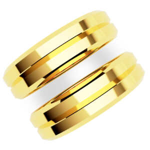 Par de Alianças em ouro modelo Papoila chanfrada AL024