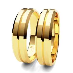 Par de Alianças em ouro modelo Papoila chanfrada AL024