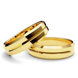 Par de Alianças em ouro modelo Papoila chanfrada AL024