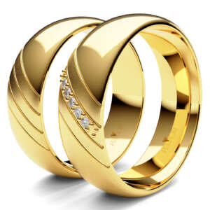 Par de Alianças em ouro modelo Pervinca diamantes AL042