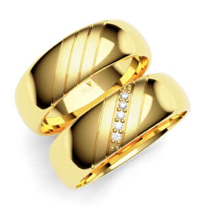 Par de Alianças em ouro modelo Pervinca diamantes AL042