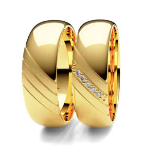 Par de Alianças em ouro modelo Pervinca diamantes AL042