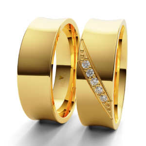 Par de Alianças em ouro modelo Petúnia côncavo AL007