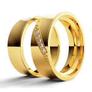 Par de Alianças em ouro modelo Petúnia côncavo AL007