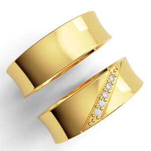 Par de Alianças em ouro modelo Petúnia côncavo AL007