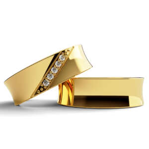 Par de Alianças em ouro modelo Petúnia côncavo AL007