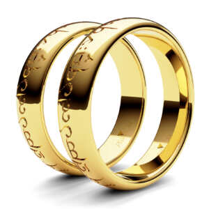 Par de Alianças em ouro modelo Senhor dos Anéis AL031