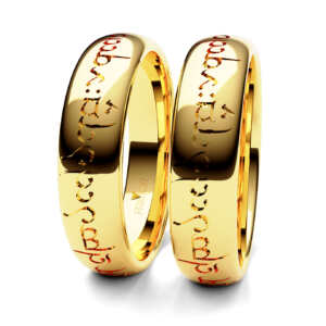 Par de Alianças em ouro modelo Senhor dos Anéis AL031