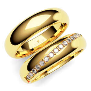Par de Alianças em ouro modelo Tritoma 20 pedras AL029