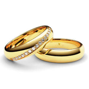 Par de Alianças em ouro modelo Tritoma 20 pedras AL029