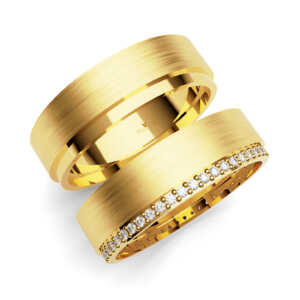 Par de Alianças em ouro modelo Trombeta giratória AL064