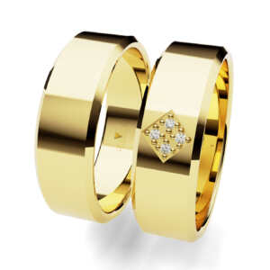 Par de Alianças em ouro modelo Tulipa chanfrada AL006