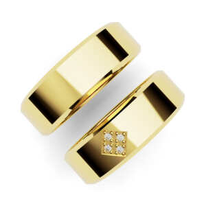 Par de Alianças em ouro modelo Tulipa chanfrada AL006