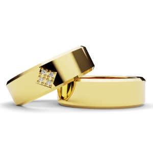 Par de Alianças em ouro modelo Tulipa chanfrada AL006