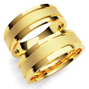 Par de Alianças em ouro modelo Verônica dois frisos AL048