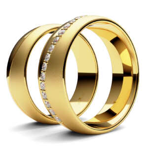 Par de Alianças em ouro modelo Violeteira curvada AL071