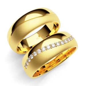 Par de Alianças em ouro modelo Violeteira curvada AL071