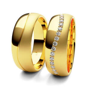 Par de Alianças em ouro modelo Violeteira curvada AL071