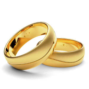 Par de Alianças em ouro modelo Violeteira curvada AL071