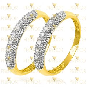 Par de Aparadores em ouro com 18 pedras e banho de ródio AP007