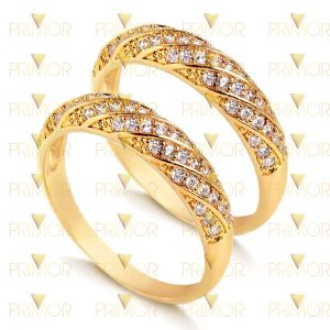 Par de Aparadores em ouro efeito curvado com pedras AP006