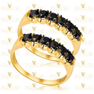 Par de Aparadores em ouro modelo tradicional pedras negras AP003