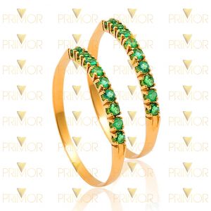 Par de Aparadores em ouro tradicional com 18 esmeraldas AP012