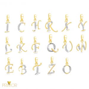 Pingente em ouro com inicial de letra do alfabeto e 6 pedras PG002