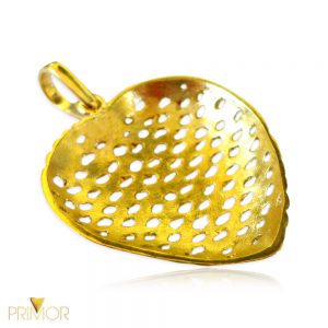 Pingente em ouro vazado trabalhado com formato de coração PG017