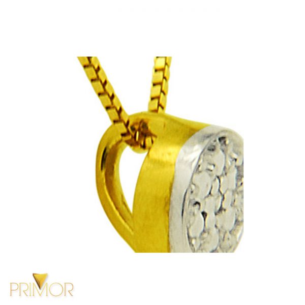 Pingente em ouro vazado formato de gota com 4 diamantes PG021