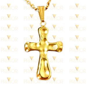 Pingente de crucifixo em ouro com textura especial e 8g PG051