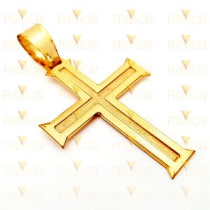 Pingente de crucifixo em ouro vazado com design diferenciado PG035