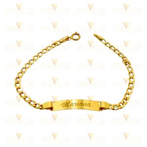 Pulseira infantil em ouro modelo Cartier com chapinha PS011