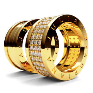 Par de Alianças em ouro modelo estilo Bvl pedras AL076