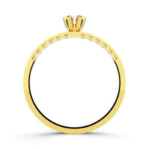 Anel de noivado solitário em ouro pedras laterais NV023