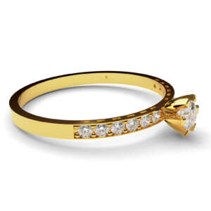 Anel de noivado solitário em ouro pedras laterais NV023