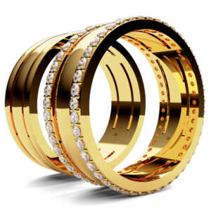 Par de Alianças em ouro modelo Plumeria vazado AL078