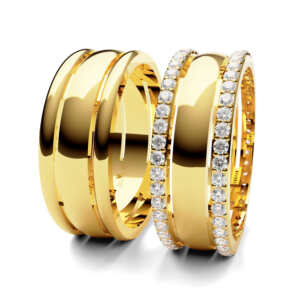 Par de Alianças em ouro modelo Plumeria vazado AL078