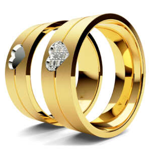 Par de Alianças em ouro modelo Tanásia Coração AL077