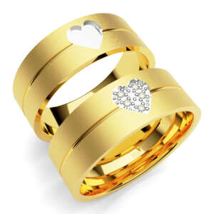 Par de Alianças em ouro modelo Tanásia Coração AL077