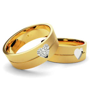 Par de Alianças em ouro modelo Tanásia Coração AL077