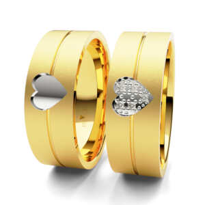 Par de Alianças em ouro modelo Tanásia Coração AL077